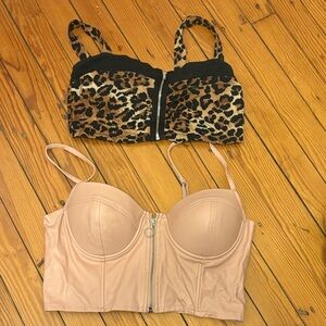 Charlotte Russe Leopard and Nude Crop Tops